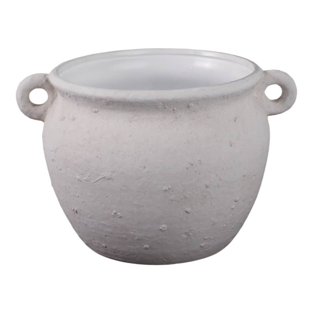 Decorative Jug Planter - White Stoneware Garden, 10 in.