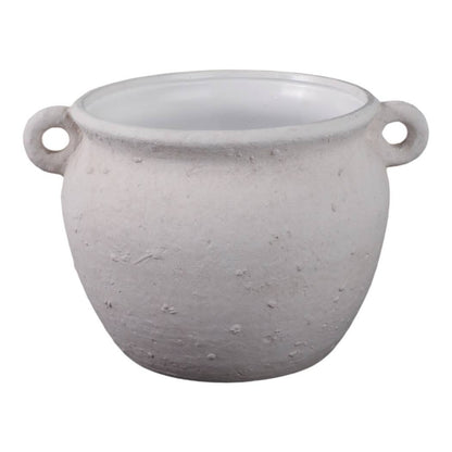 Decorative Jug Planter - White Stoneware Garden, 10 in.
