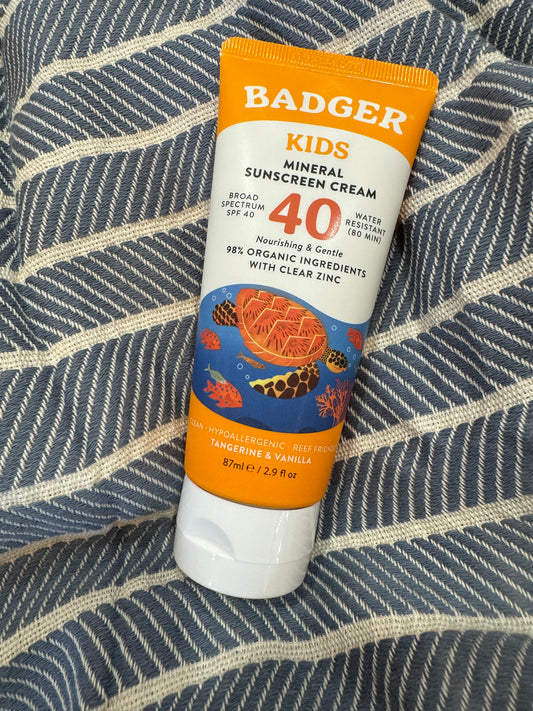 Badger Kids Mineral Sunscreen Cream Spf 40, with Zinc Oxide