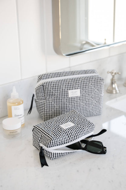 Small Black Gingham Small Cosmetic Pouch