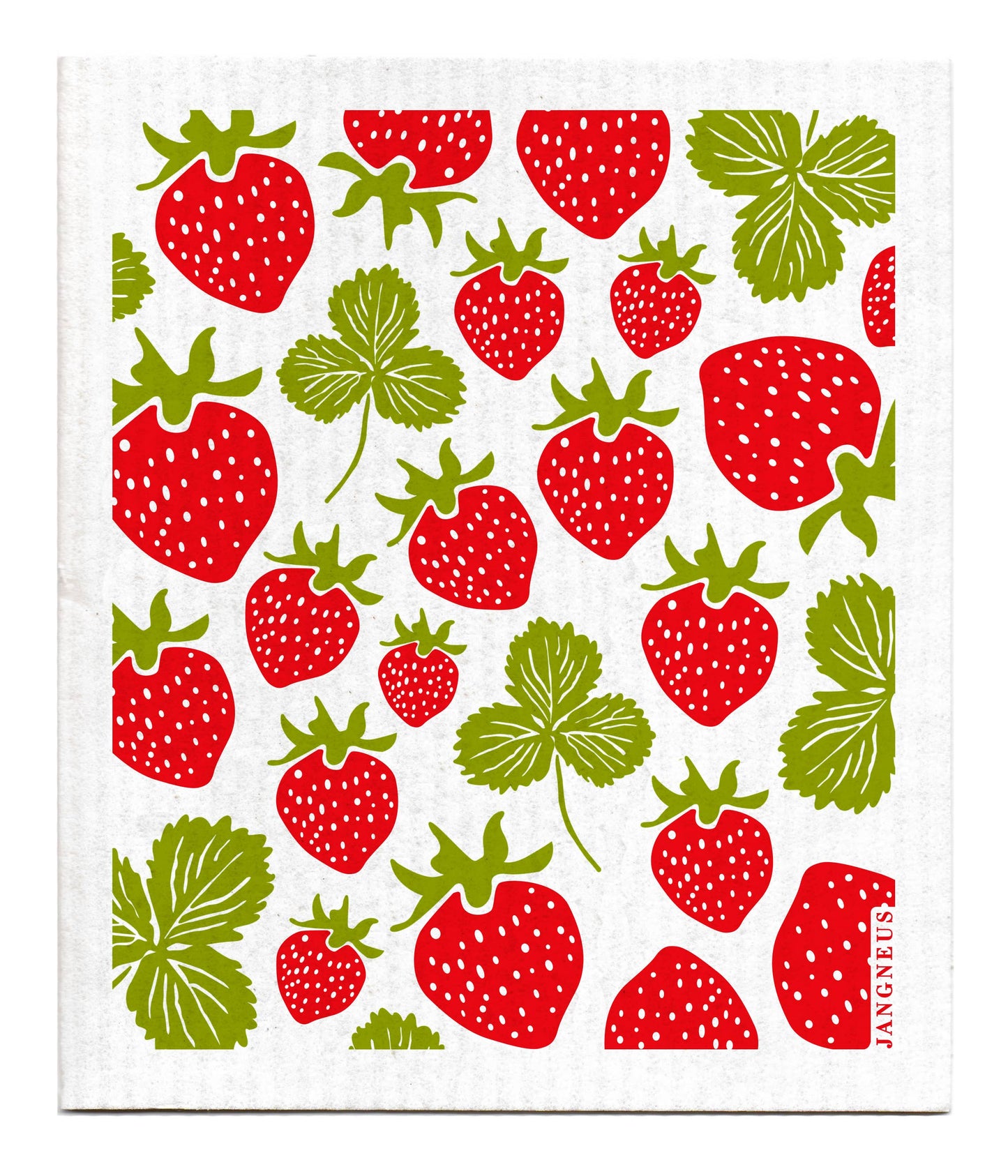 Swedish Dishcloth - Strawberries - Red - Botanical Design