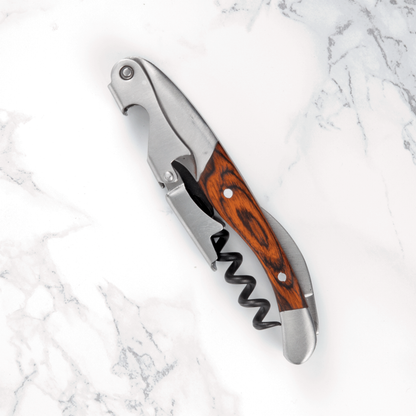 Rosewood Handle Double Hinged Corkscrew with Wood Gift Box