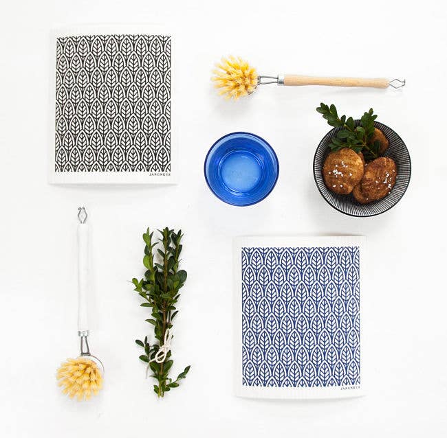 Swedish Dishcloth - Leaves - Blue