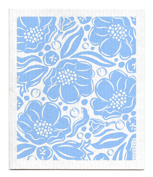 Swedish Dishcloth - Botanical Design - Flora - Blue