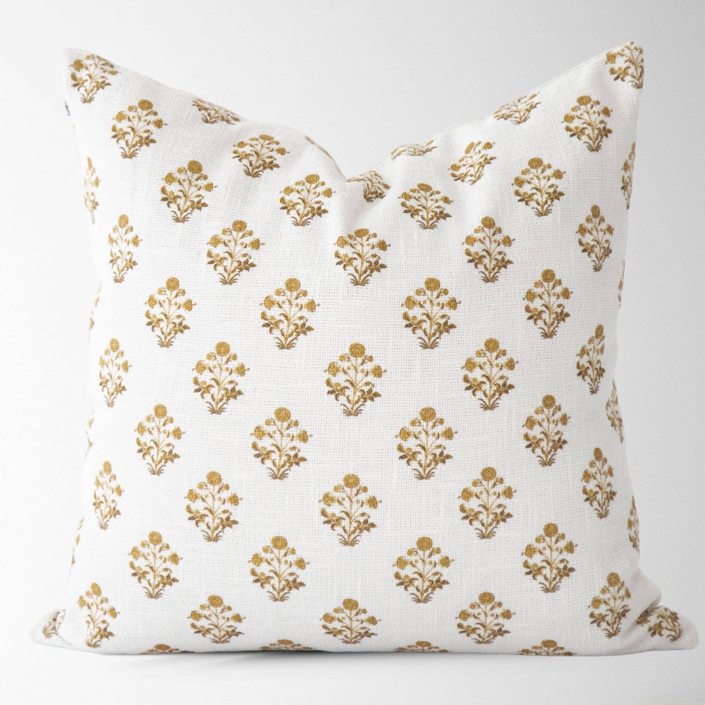 Isabella Gold Floral Block Print Pillow Cover –Elegant Decor