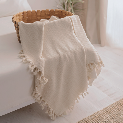 Black Striped Cream Throw blanket & Bedspread