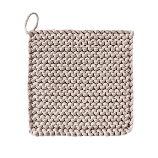 Cotton Crocheted Pot Holder: Khaki Large