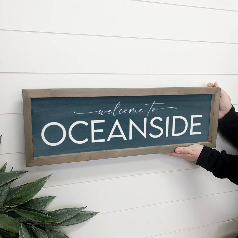 Personalized Welcome City Sign - Modern Welcome Halfmoon Lake