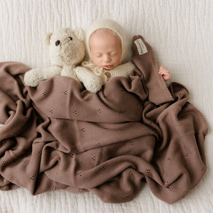 100% Organic Cotton Pointelle Swaddle Receiving Baby Blanket: Dove Grey
