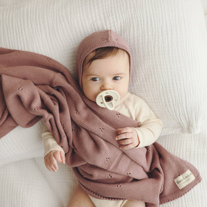 100% Organic Cotton Pointelle Swaddle Receiving Baby Blanket: Sugar Plum