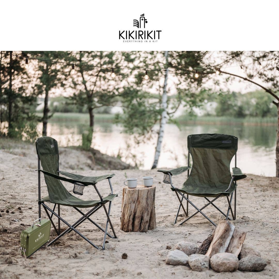 Basic Kit Portable Foldable Hunting Green Charcoal Barbecue