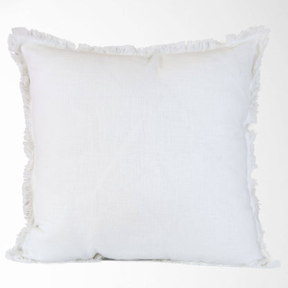 Emma Frayed Edge Pillow - 100% Cotton Decorative Cushion