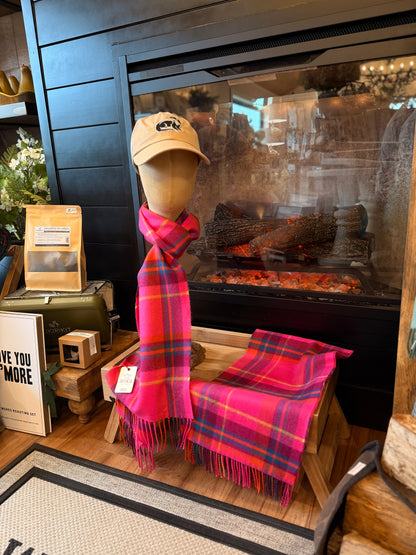 Hot Pink Check Merino Scarf