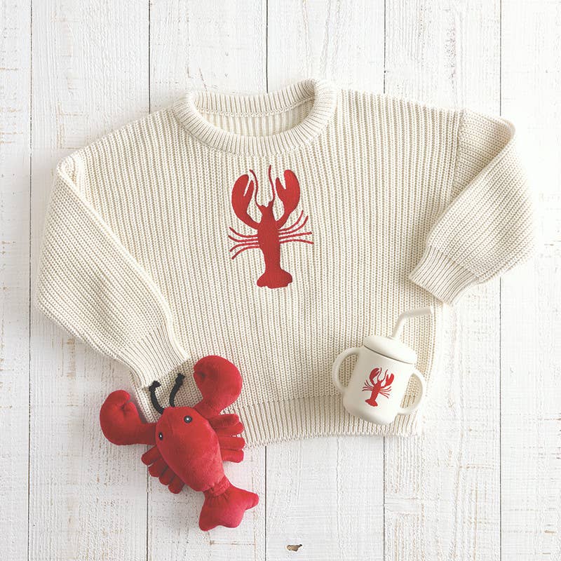 Swaddle Blanket + Plush Rattle - Lobster