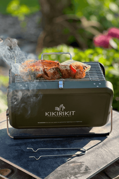 Basic Kit Portable Foldable Hunting Green Charcoal Barbecue