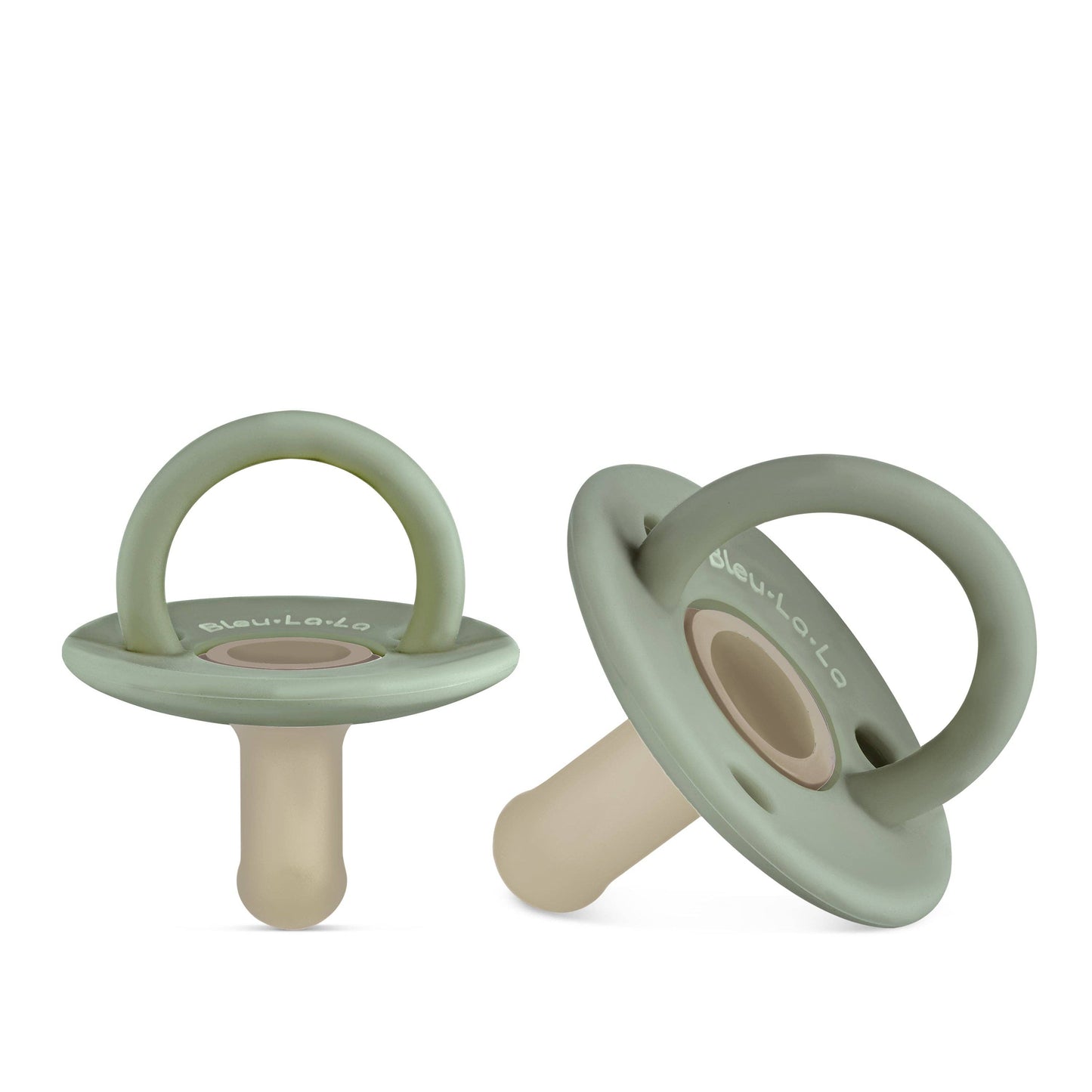 Lulababe 2 Tone Pacifier: Sage + Kahki / Hospital Nipple