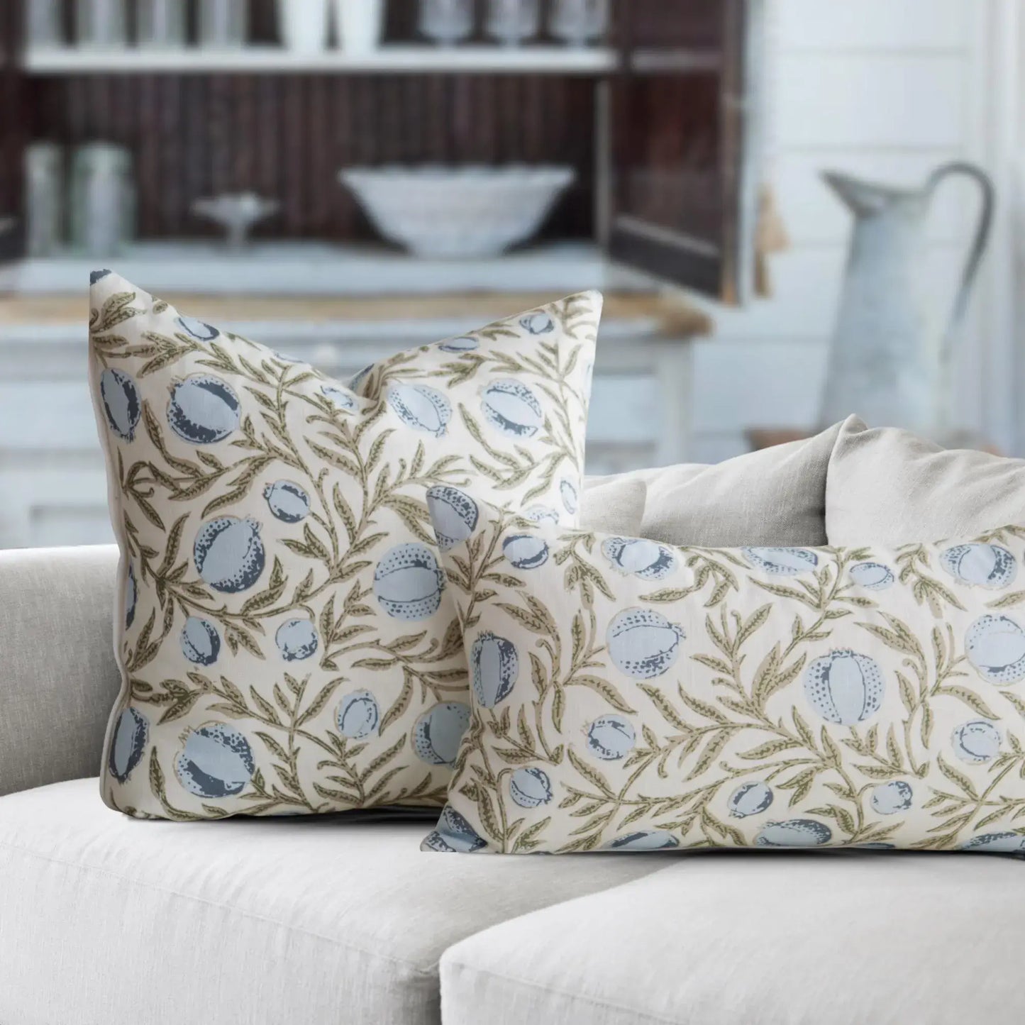 Alisa Blue Block Print Pillow Cover