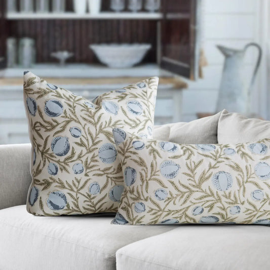 Alisa Blue Block Print Pillow Cover