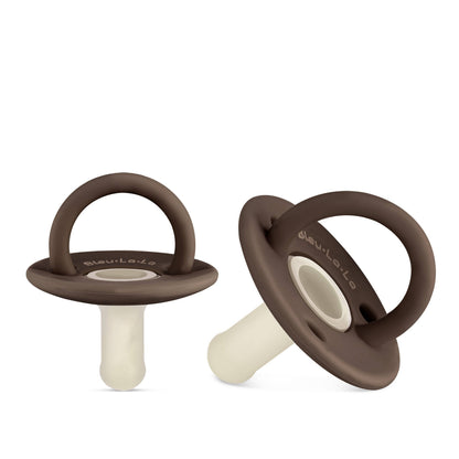 Lulababe 2 Tone Pacifier: Tan + Mocha / Hospital Nipple