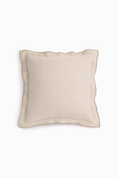 Handcrafted Linen Cushion Cover – Needlework, Neutral Charm: Oatmeal / 20"X20" / 50X50 CM