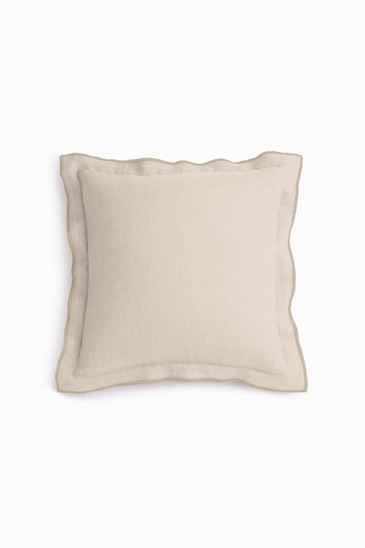Handcrafted Linen Cushion Cover – Needlework, Neutral Charm: Oatmeal / 20"X20" / 50X50 CM