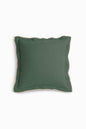 Handcrafted Linen Cushion Cover – Needlework, Neutral Charm: Bottle Green / 18"x18" / 45x45 cm
