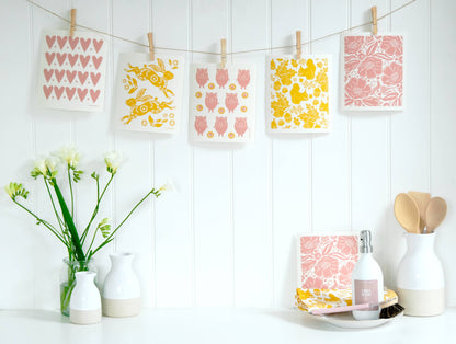 Swedish Dishcloth - Botanical Design - Flora - Blush Pink