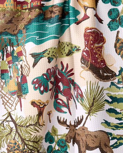 Greetings From Maine Tea Towel