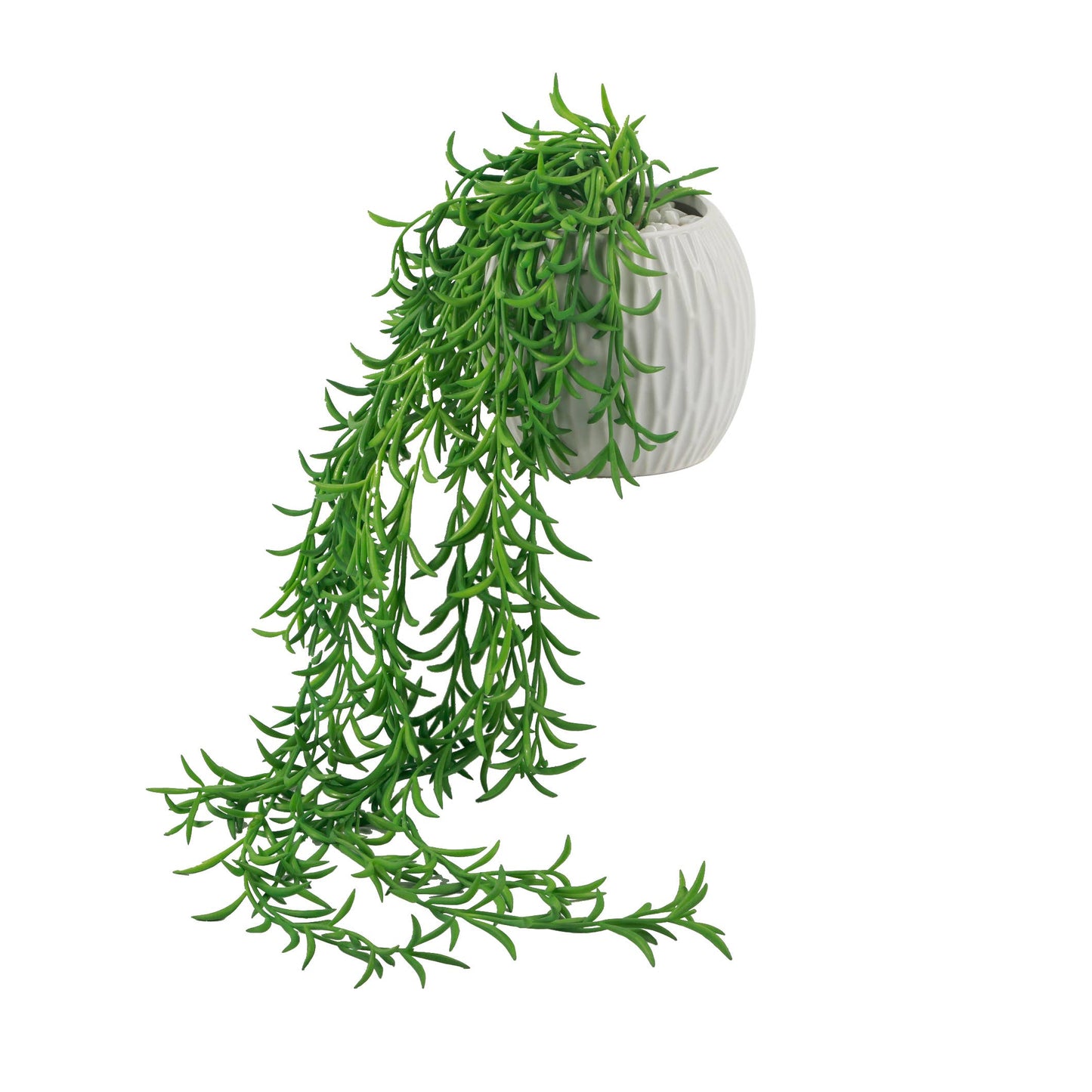 Hanging Faux String Succulent in White Ceramic Pot