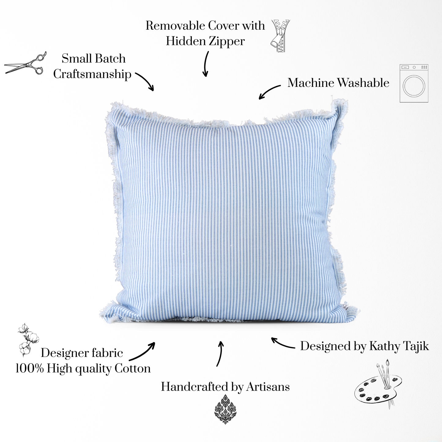 Magnolia Ticking Stripe Pillow Cover 22x22