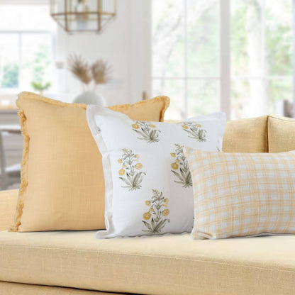 Emma Frayed Edge Pillow - 100% Cotton Decorative Cushion