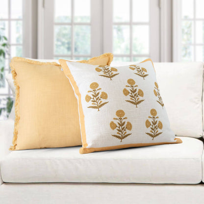 Seraphina Gold Mughal Flower Pillow - Elegant, Decorative