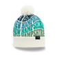 New Hampshire Colorful Letter Knit Beanie – Retro Pom Pom Winter Hat with Bold Typography