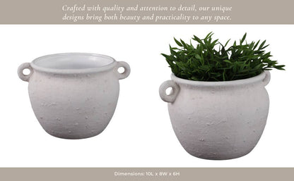 Decorative Jug Planter - White Stoneware Garden, 10 in.
