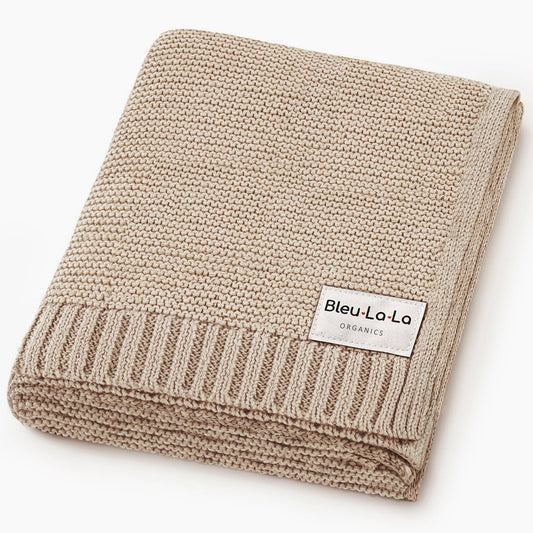 Heritage Knit 100% Organic Cotton Swaddle Baby Blanket: Oatmeal