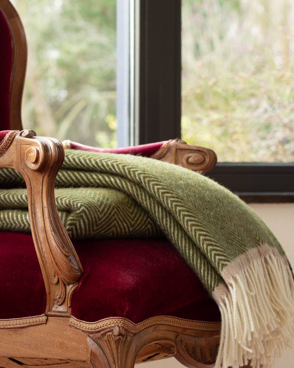 Wool throw blanket Denver olive