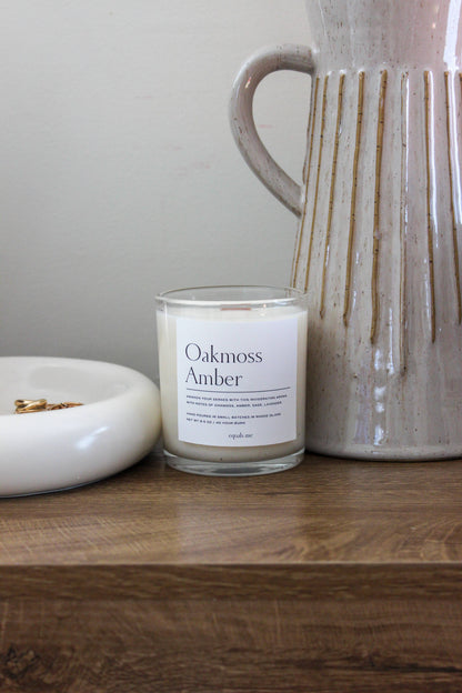 Oakmoss Amber | 8.5oz Luxury Candle | Home Decor | Wood Wick