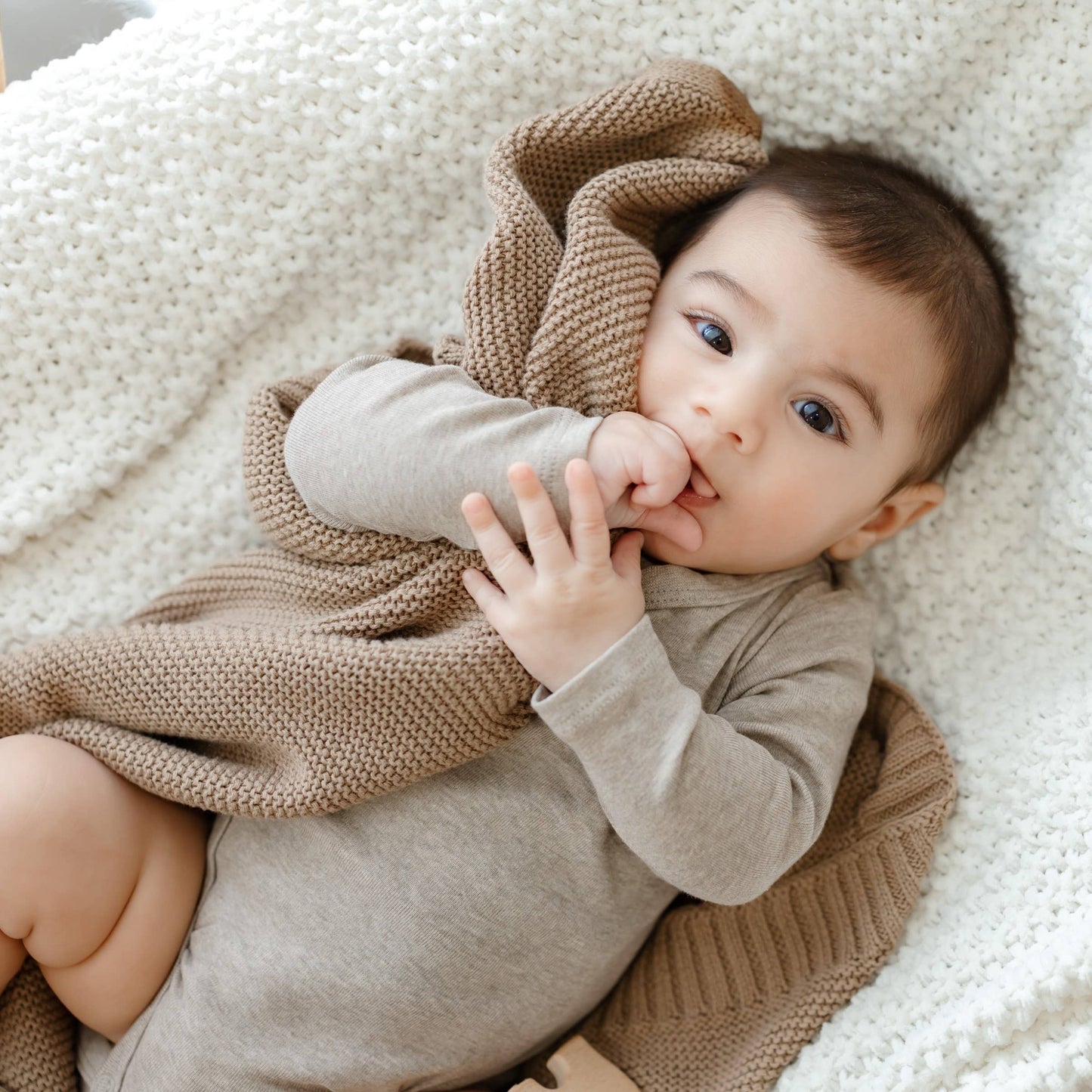 Heritage Knit 100% Organic Cotton Swaddle Baby Blanket: Oatmeal