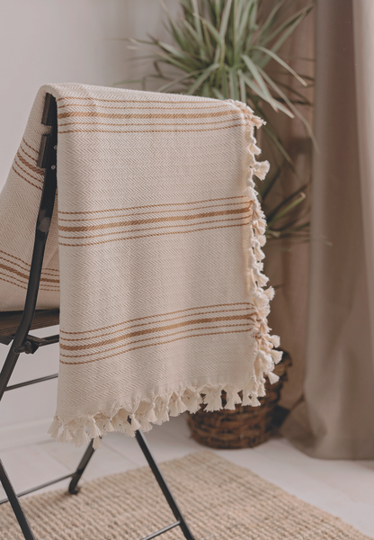 Black Striped Cream Throw blanket & Bedspread