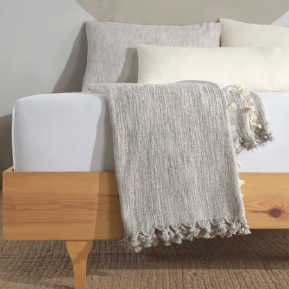 Mustard Striped Cream Throw blanket & Bedspread