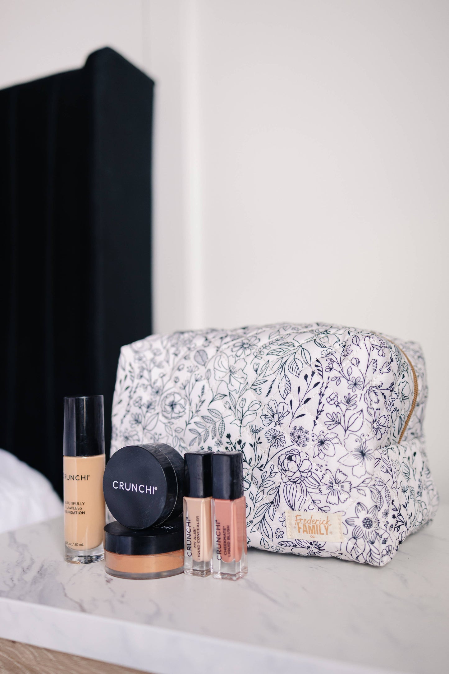 Quilted Makeup Bag for Women | Self Standing Toiletry Organizer Pouch | Large Collapsible Travel Bag | Cute Gift for Her