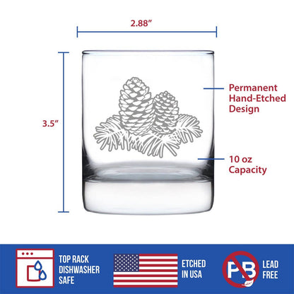 Pinecones Whiskey Rocks Glass - Pine Cone Gifts and Decor