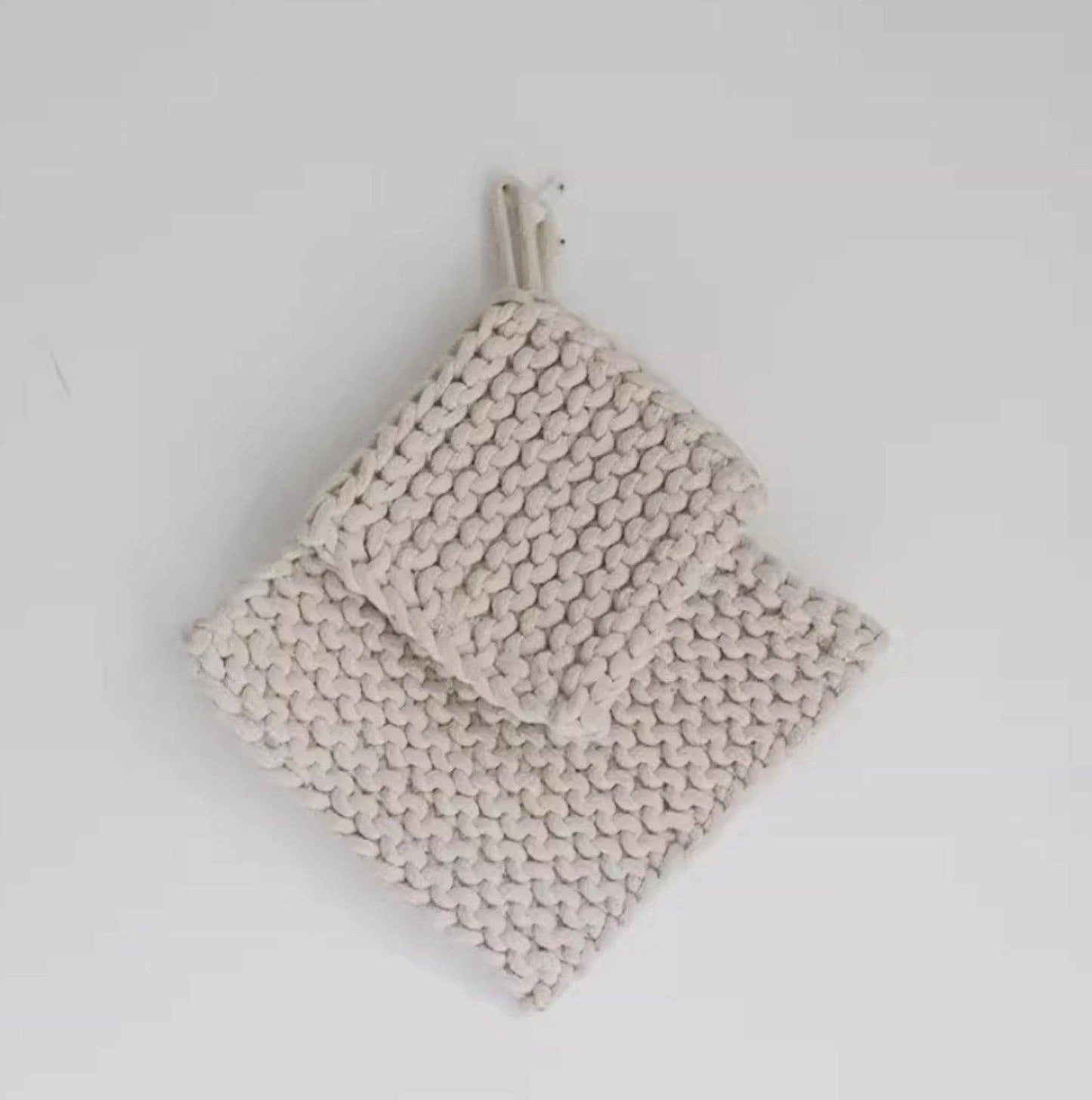 Cotton Crocheted Pot Holder: Khaki Large