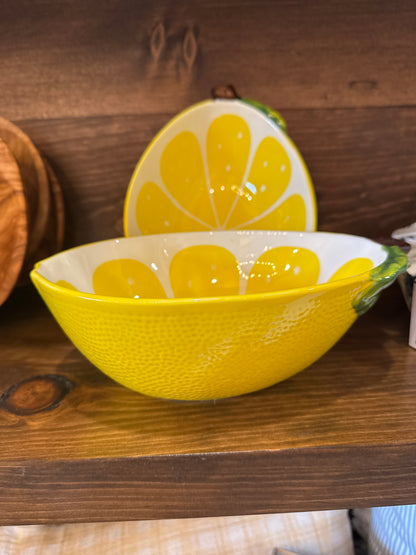 10.25" CERAMIC LEMON PATTERN BOWL