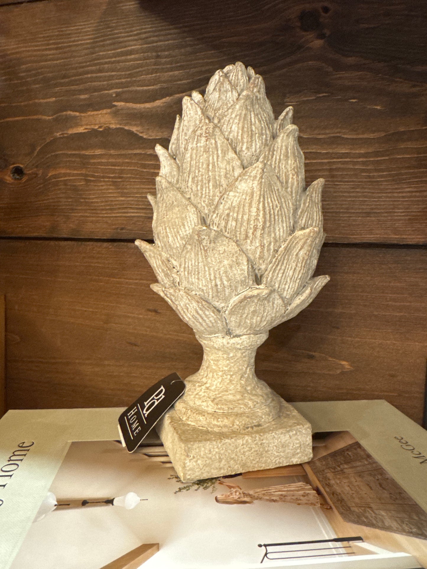 WHITE WASHED RESIN ARTICHOKE
