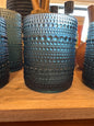 4" BLUE BEADED GLASS TUMBLER