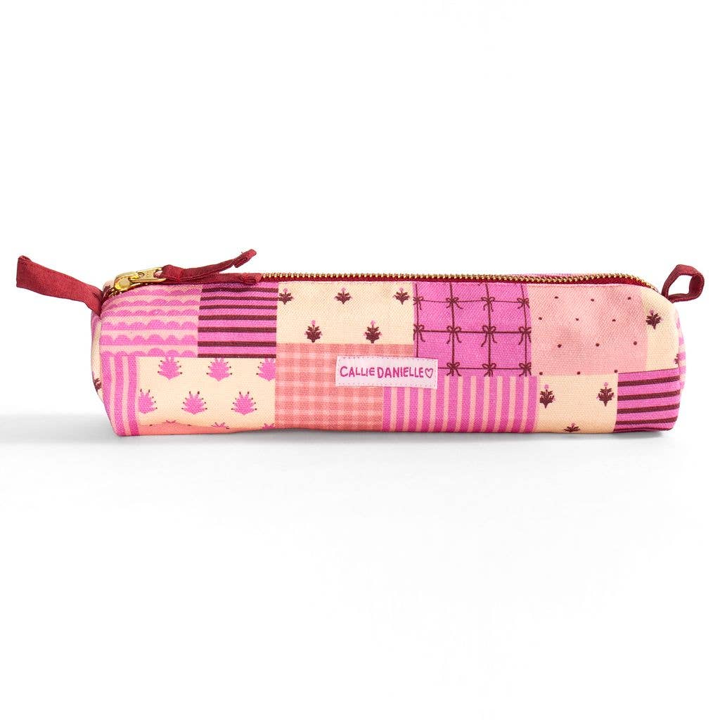 Quilted Patchwork Pencil Pouch – Zippered Case for Pens