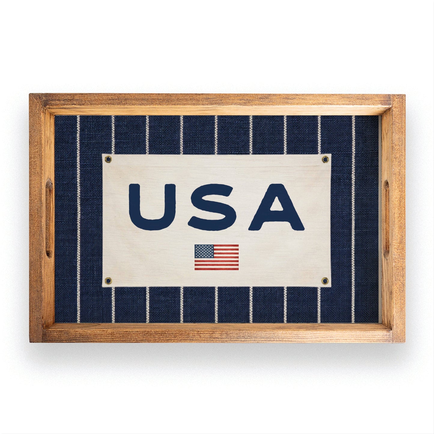American Flag Navy Stripe Banner Serving Tray | USA Decor