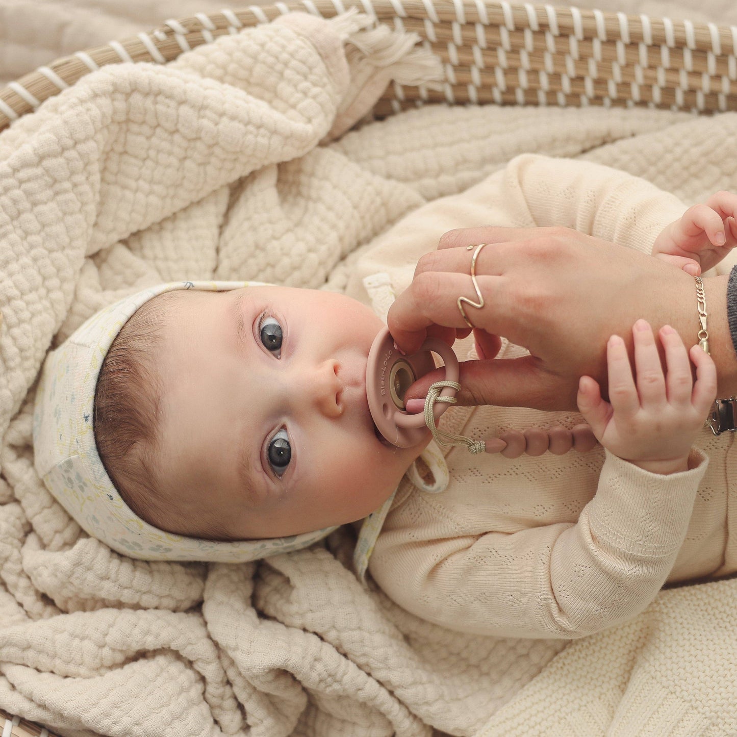Lulababe 2 Tone Pacifier: Plum + Clear / Hospital Nipple