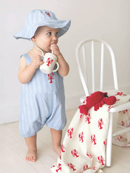 Swaddle Blanket + Plush Rattle - Lobster